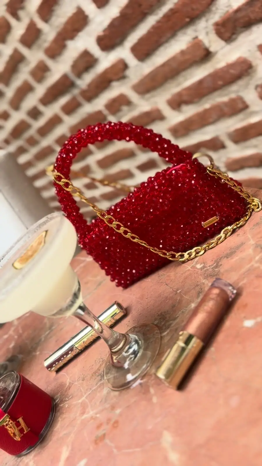 Bolso Red Crystal de cristal de murano